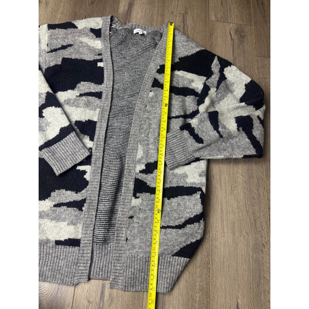 White Birch Gray Black Camo Open Front Cardigan Sweater Women’s S Cozy Kni - Picture 2 of 6